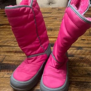 girl's winter snow ski boots pink gray size 4